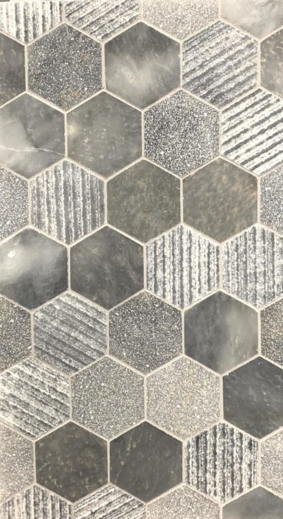 Spring Grey Textured 3x3 Hexagon